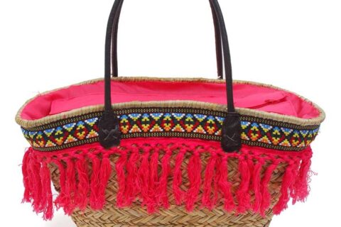 Sac en paille et franges