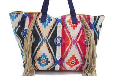Sac cabas franges en daim