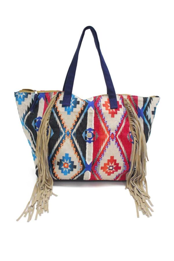 Sac cabas franges en daim