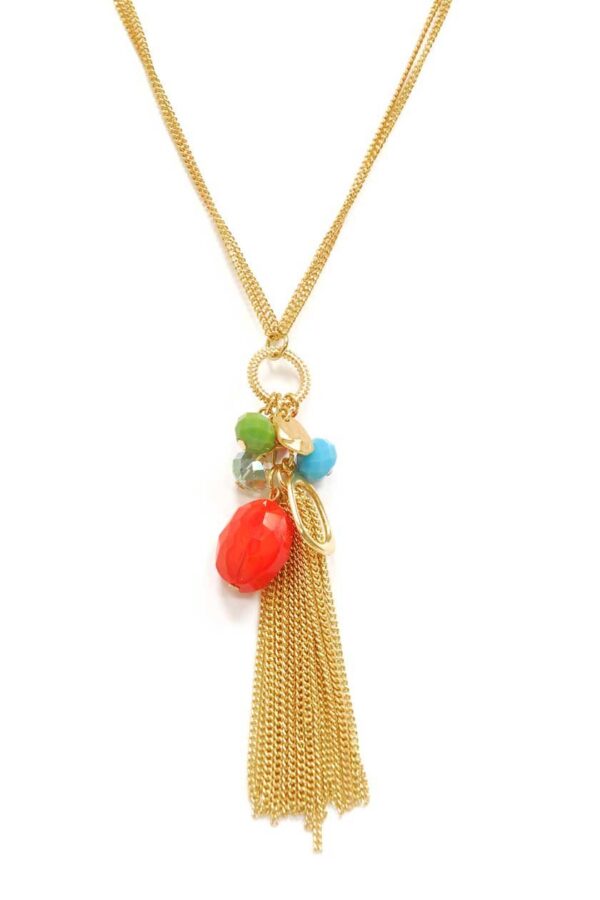 Collier à longue chaîne et perles