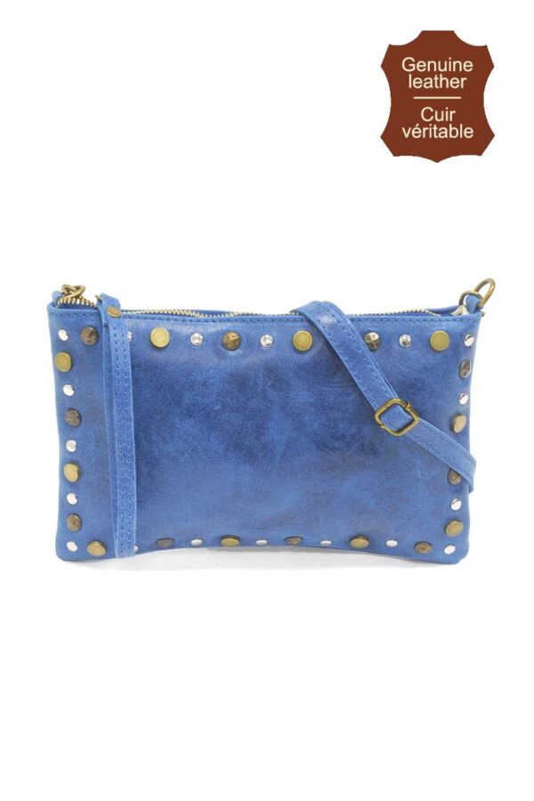 Sac pochette en cuir et clous