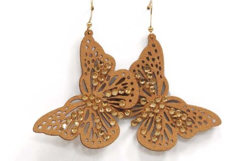Boucles d'oreilles en daim composées de 2 papillons