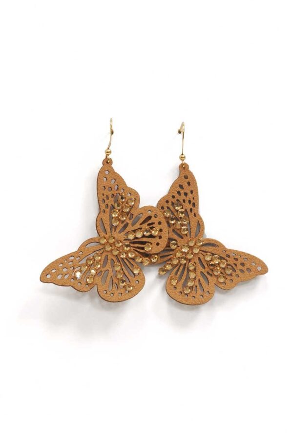 Boucles d'oreilles en daim composées de 2 papillons