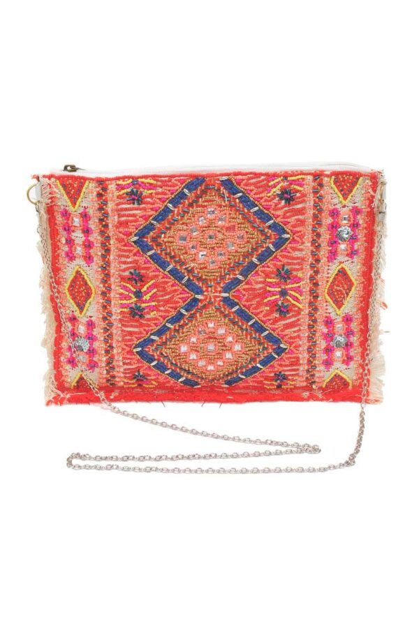 Sac pochette bohème orange