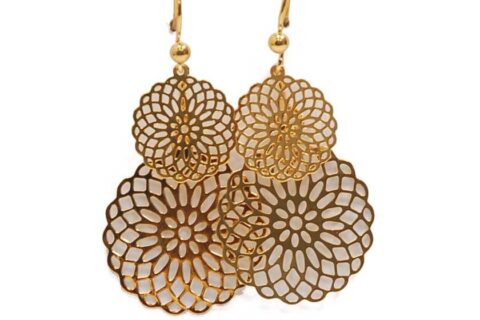 Boucles d'oreilles dorées en filigrane