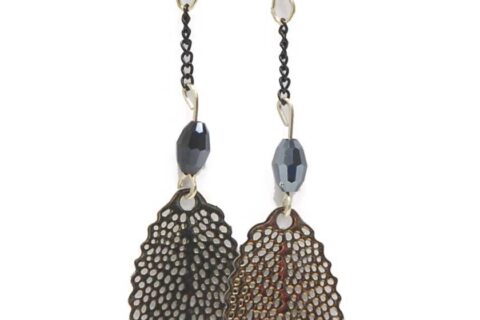 Boucles d'oreilles en filigrane - feuille en métal