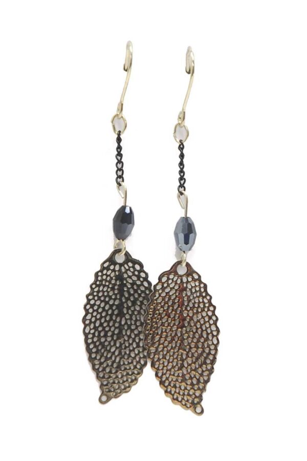 Boucles d'oreilles en filigrane - feuille en métal