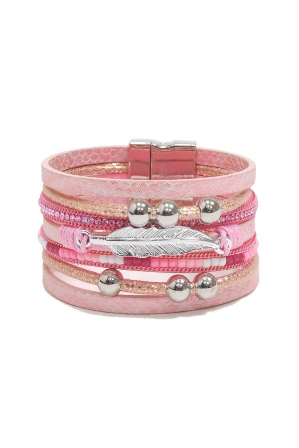 Bracelet feuille rose