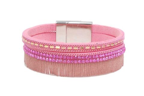 Bracelet franges roses