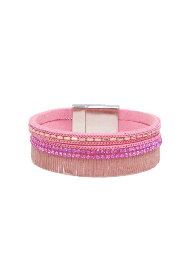 Bracelet franges roses