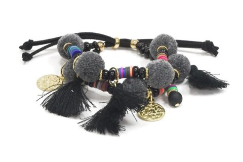 Bracelet à franges et pompons