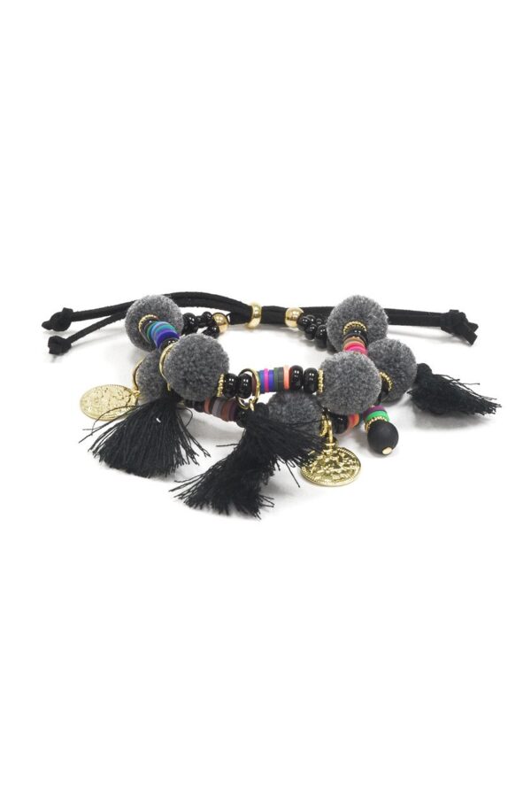 Bracelet à franges et pompons