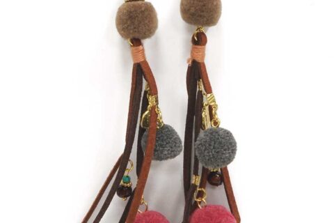 Boucles d'oreilles à franges en daim et pompons
