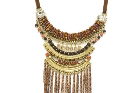 Collier court à franges en chaine