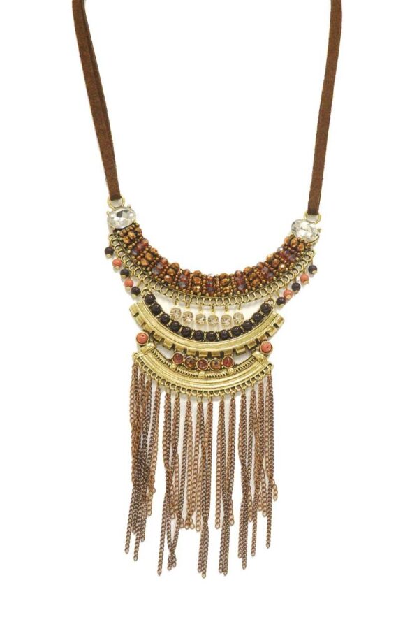 Collier court à franges en chaine