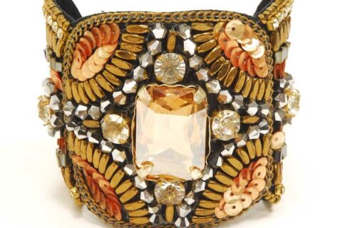 Bracelet ouvert - pierres à facettes et petites perles